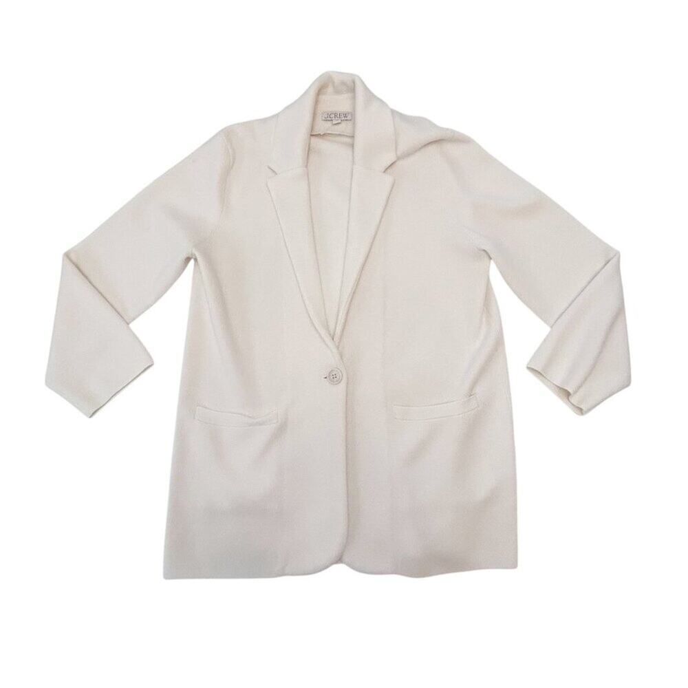 J. Crew Cecile Relaxed Sweater Blazer Ivory Medium - Picture 3 of 15